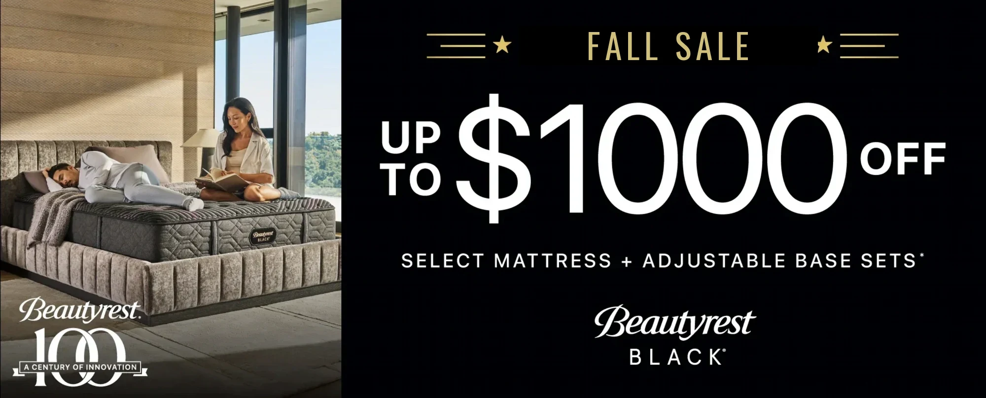 Beautyrest Black Fall Sale - Up to $1,000 off select mattress and adjustable base sets.